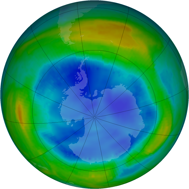 Antarctic ozone map for 11 August 1999